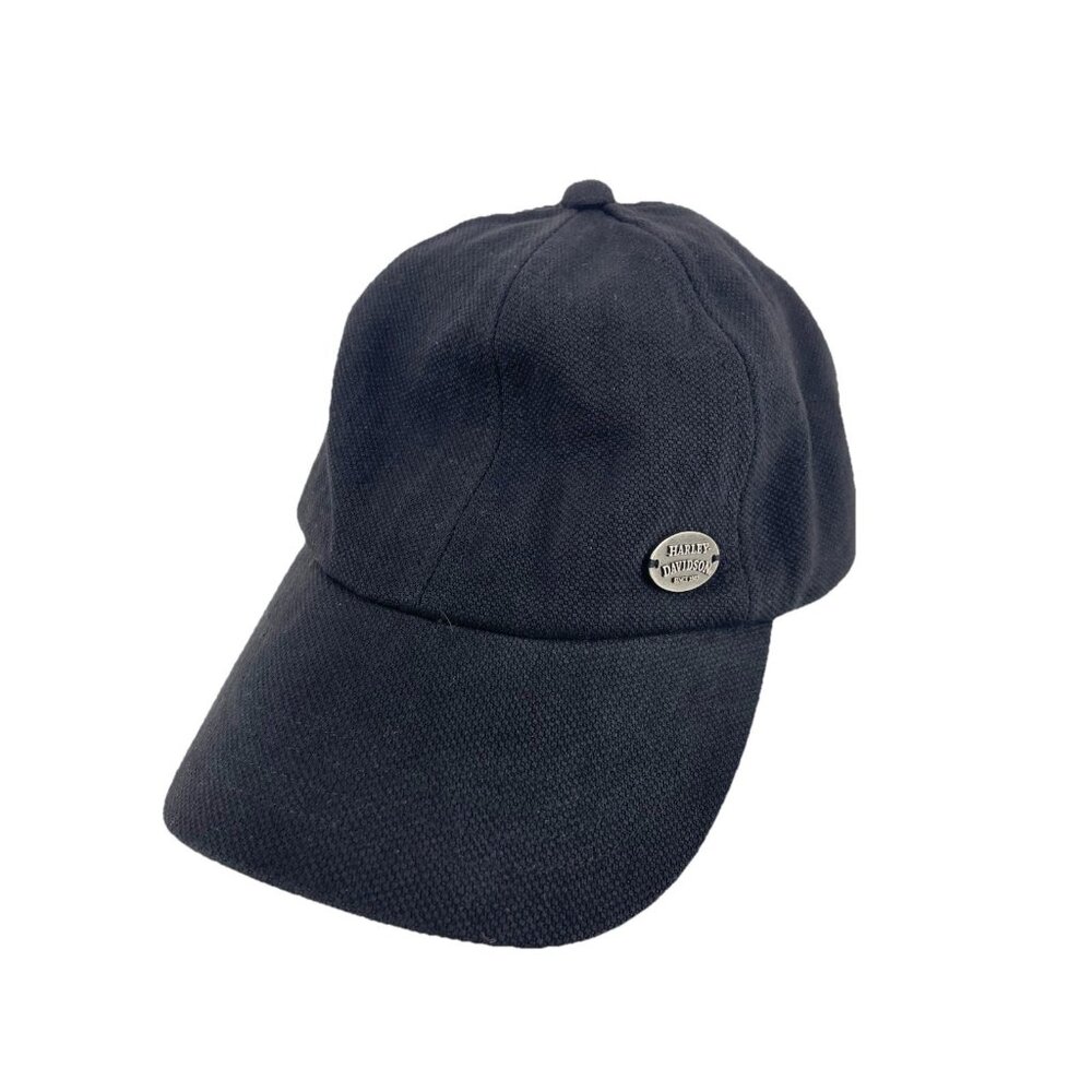 Harley Davidson Hat Black Motorcycle Cap Hat Metal Silver emblem